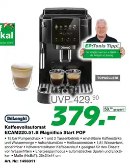 EP DeLonghi Kaffeevollautomat ECAM220.51.B Magnifica Start POP Angebot