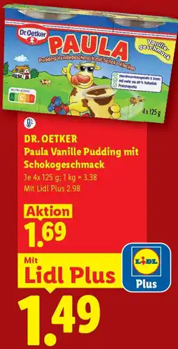 Lidl Dr. Oetker Paula Vanille Pudding mit Schokogeschmack Angebot