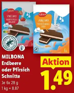 Lidl MILBONA Erdbeere oder Pfirsich Schnitte Angebot