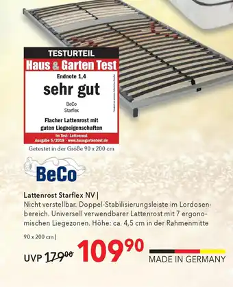 BeCo Lattenrost Starflex NV |