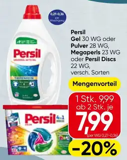 Spar Persil Gel 30 WG oder Pulver 28 WG, Megaperls 23 WG oder Persil Discs 22 WG Angebot
