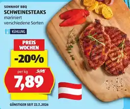 Hofer Sonnhof BBQ Schweinesteaks Angebot