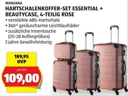 Hofer Monzana Hartschalenkoffer-Set Essential + BeautyCase, 4-teilig Rose Angebot