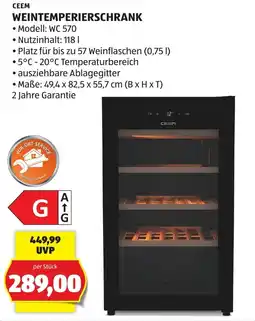 Hofer CEEM WEINTEMPERIERSCHRANK Angebot