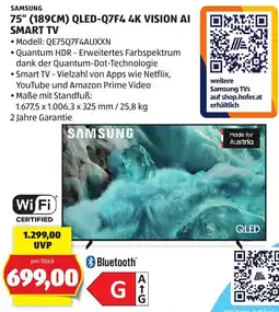 Hofer Samsung 75" QLED-Q7F4 4K Vision AI Smart TV Angebot