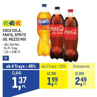 Coca Cola, Fanta, Sprite od. Mezzo Mix