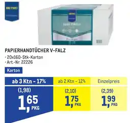Metro Papierhandtücher V-Falz Angebot