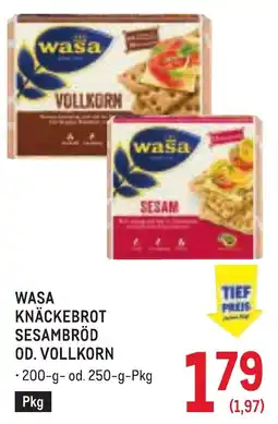 Metro Wasa Knäckebrot Sesambröd od. Vollkorn Angebot