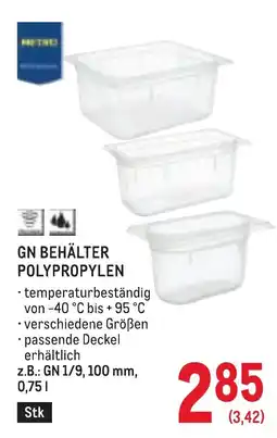 Metro GN Behälter Polypropylen Angebot
