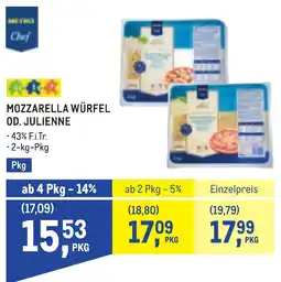 Metro Mozzarella Würfel od. Julienne Angebot