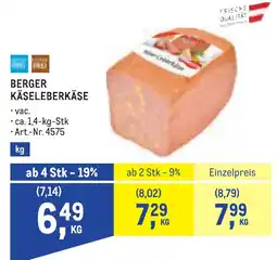 Metro Berger Käseleberkäse Angebot