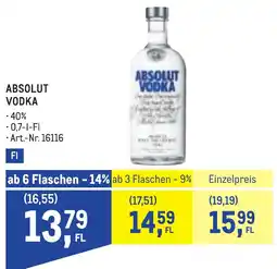 Metro Absolut Vodka Angebot