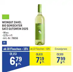 Metro Weingut Zahel Bio Gemischter Satz Gutswein 2025 Angebot