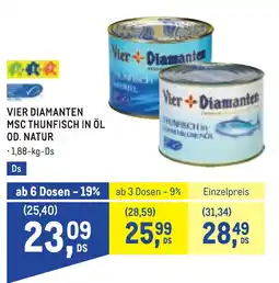 Metro Vier Diamanten MSC Thunfisch in Öl od. Natur Angebot