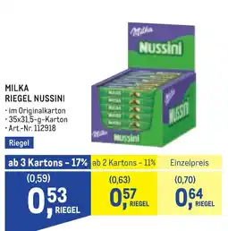 Metro Milka Riegel Nussini Angebot