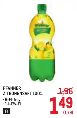 Metro Pfanner Zitronensaft 100% Angebot