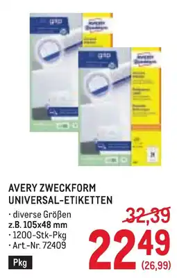 Metro Avery Zweckform Universal-Etiketten Angebot