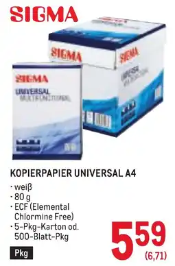 Metro Sigma Kopierpapier Universal A4 Angebot