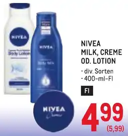 Metro NIVEA Milk, Creme Od. Lotion Angebot