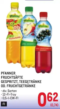 Metro Pfanner fruchtsäfte gespritzt, teegetränke od. fruchtgetränke Angebot