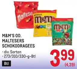 Metro M&M'S OD. MALTESERS SCHOKODRAGEES Angebot