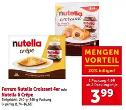 Interspar Ferrero Nutella Croissant 4er oder Nutella 6 Crêpe Angebot