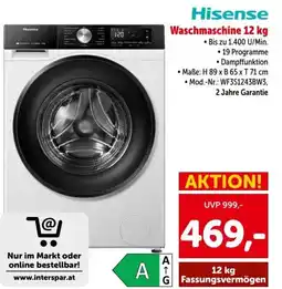 Interspar Hisense Waschmaschine 12 kg Angebot