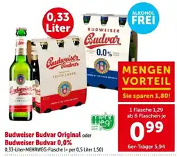 Interspar Budweiser Budvar Original oder Budweiser Budvar 0,0% Angebot