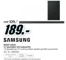 Media Markt Samsung B650F (2025) 3.1 Soundbar mit Subwoofer Angebot