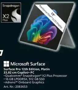 Media Markt Microsoft Surface Pro 12th Edition, Platin Angebot