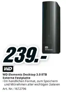 Media Markt WD Elements Desktop 3.0 8TB Externe Festplatte Angebot