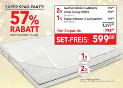 Matratzen Concord Taschenfederkern-Matratze 2x Vitalis Spring H2 H3 1x Topper Memory 4-Jahreszeiten Angebot