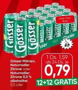 Eurospar Gösser Märzen, Naturradler Zitrone oder Naturradler Zitrone 0,0% alkoholfrei Angebot