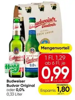 Eurospar Budweiser Budvar Original oder 0,0% Angebot