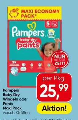 Eurospar Pampers baby-dry Windeln oder Pants Maxi Pack Angebot