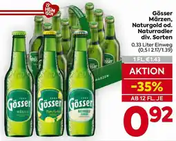 Billa Gösser Märzen, Naturgold od. Naturradler Angebot