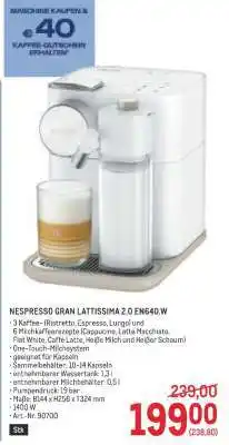 Metro NESPRESSO GRAN LATTISSIMA 2.0 EN640.W Angebot