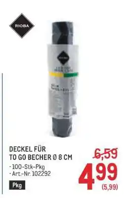 Metro DECKEL FÜR TO GO BECHER Ø 8 CM Angebot