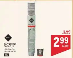 Metro RIOBA PAPPBECHER TO GO 0,1 L Angebot