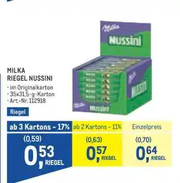 Metro MILKA RIEGEL NUSSINI Angebot
