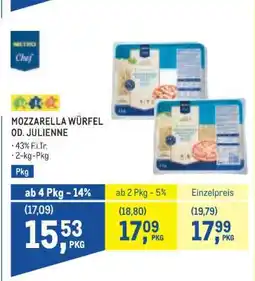 Metro MOZZARELLA WÜRFEL OD. JULIENNE Angebot