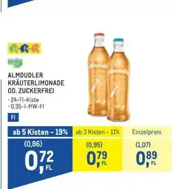 Metro ALMDUDLER KRÄUTERLIMONADE OD. ZUCKERFREI Angebot
