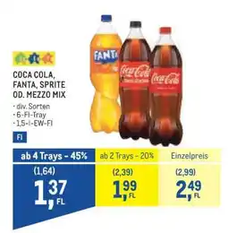 Metro Coca-Cola, Fanta, Sprite od. Mezzo-Mix Angebot
