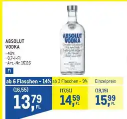 Metro Absolut Vodka Angebot