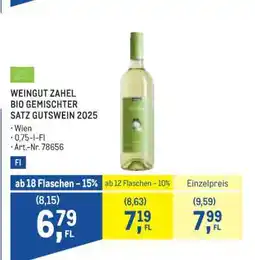 Metro WEINGUT ZAHEL BIO GEMISCHTER SATZ GUTSWEIN 2025 Angebot
