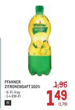 Metro PFANNER ZITRONENSAFT 100% Angebot