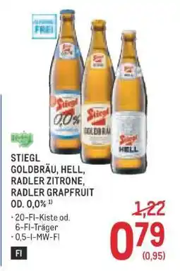 Metro STIEGL GOLDBRÄU, HELL, RADLER ZITRONE, RADLER GRAPFRUIT OD. 0,0% Angebot