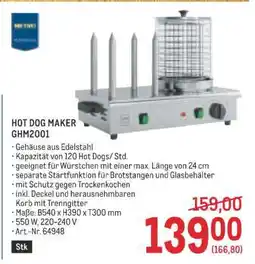 Metro HOT DOG MAKER GHM2001 Angebot