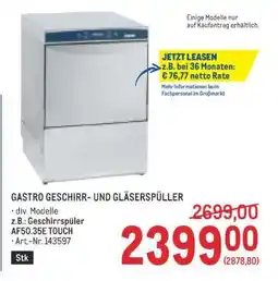 Metro GASTRO GESCHIRR- UND GLÄSERSPÜLLER Angebot