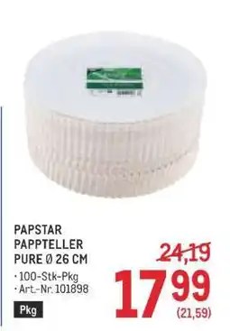 Metro PAPSTAR PAPPTELLER PURE Ø 26 CM Angebot